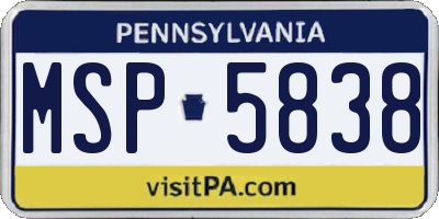 PA license plate MSP5838