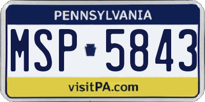 PA license plate MSP5843