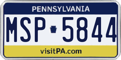 PA license plate MSP5844