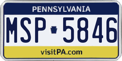 PA license plate MSP5846