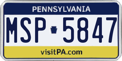 PA license plate MSP5847