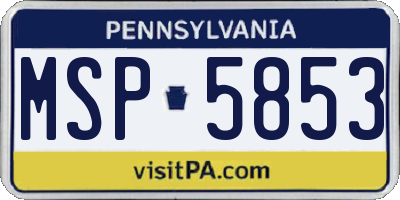 PA license plate MSP5853