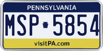 PA license plate MSP5854