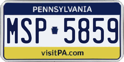 PA license plate MSP5859