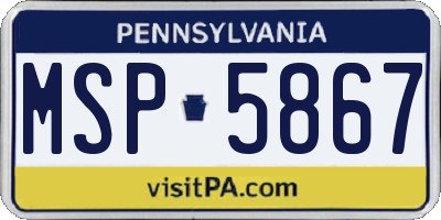 PA license plate MSP5867