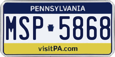 PA license plate MSP5868