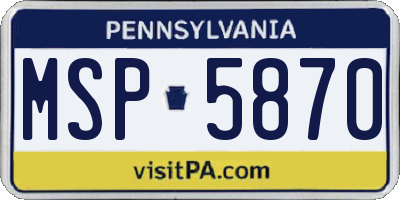 PA license plate MSP5870