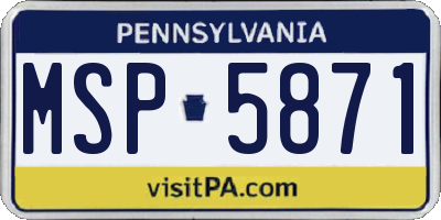 PA license plate MSP5871