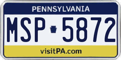 PA license plate MSP5872