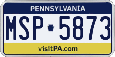 PA license plate MSP5873