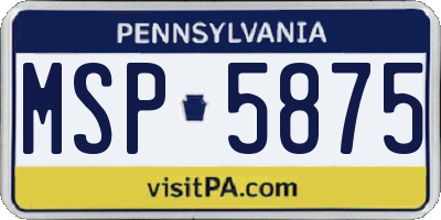 PA license plate MSP5875