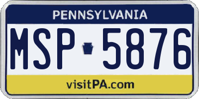 PA license plate MSP5876
