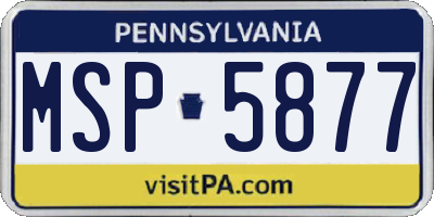 PA license plate MSP5877