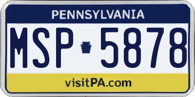 PA license plate MSP5878