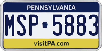 PA license plate MSP5883