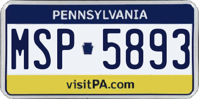 PA license plate MSP5893
