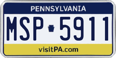 PA license plate MSP5911