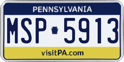 PA license plate MSP5913