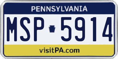 PA license plate MSP5914