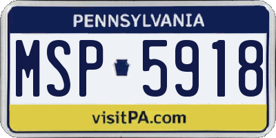 PA license plate MSP5918