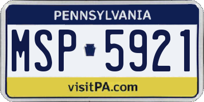 PA license plate MSP5921