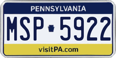 PA license plate MSP5922