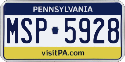 PA license plate MSP5928