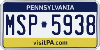 PA license plate MSP5938