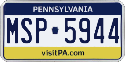 PA license plate MSP5944