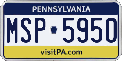 PA license plate MSP5950