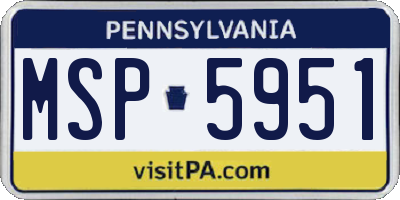 PA license plate MSP5951