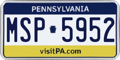 PA license plate MSP5952
