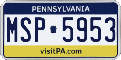 PA license plate MSP5953