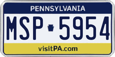 PA license plate MSP5954