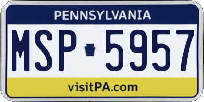PA license plate MSP5957