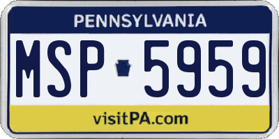 PA license plate MSP5959