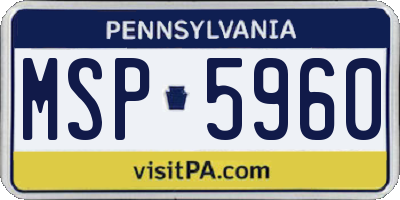 PA license plate MSP5960