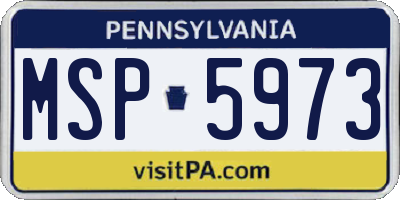 PA license plate MSP5973