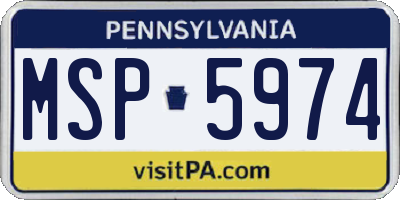 PA license plate MSP5974