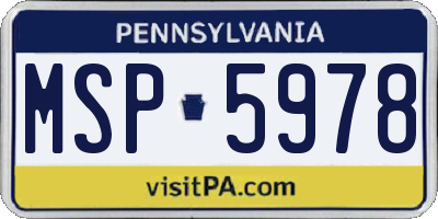PA license plate MSP5978