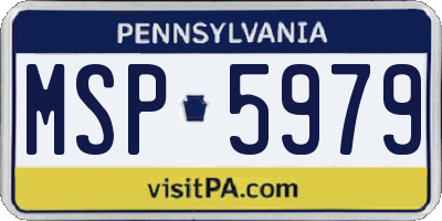 PA license plate MSP5979