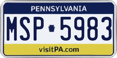 PA license plate MSP5983