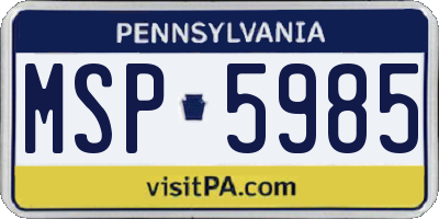 PA license plate MSP5985