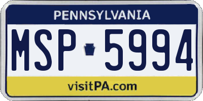 PA license plate MSP5994
