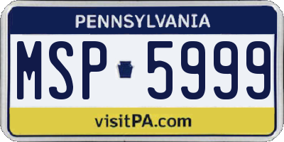 PA license plate MSP5999