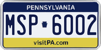 PA license plate MSP6002