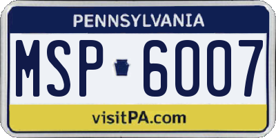 PA license plate MSP6007