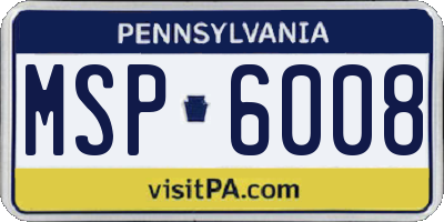 PA license plate MSP6008