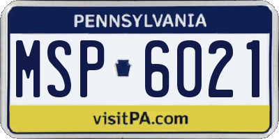 PA license plate MSP6021
