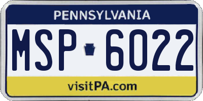 PA license plate MSP6022